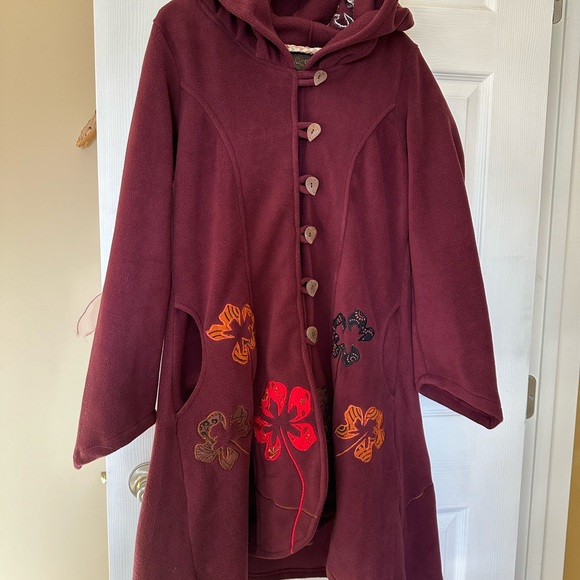 Fleece jacket. Ethically made. Witchy/Boho .  ptp 19” - Picture 6 of 7